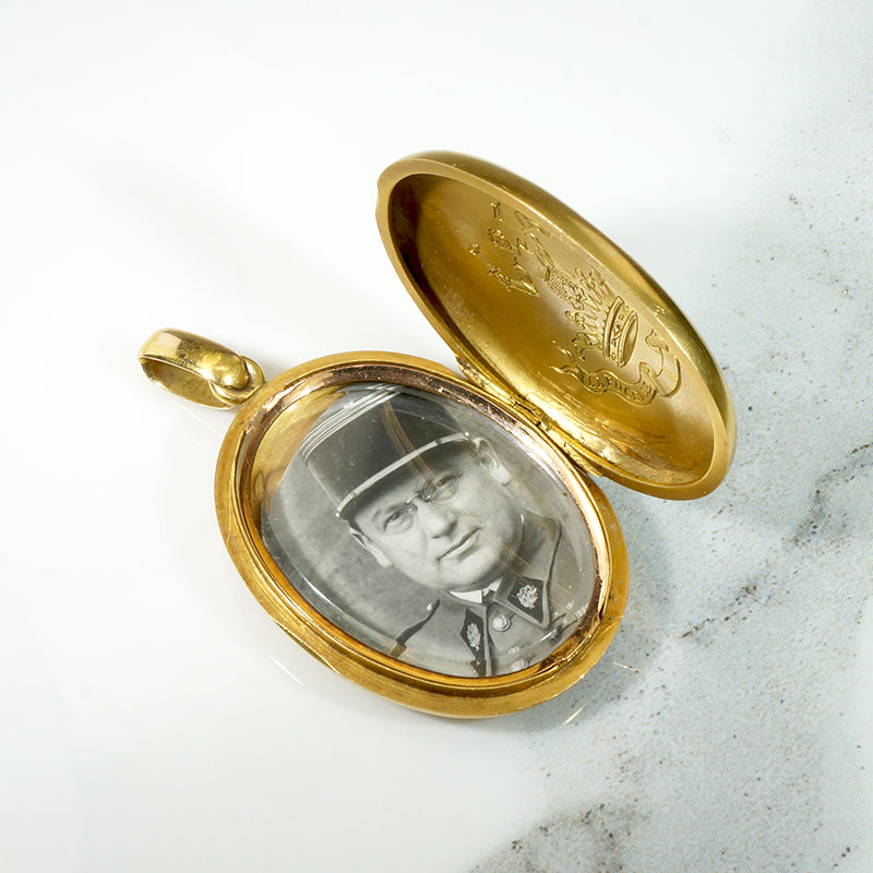 French Locket with Rose Cut Diamond Butterfly Joan of Arc