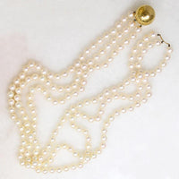 Three Strand Akoya Pearl Necklace with 18k Clasp