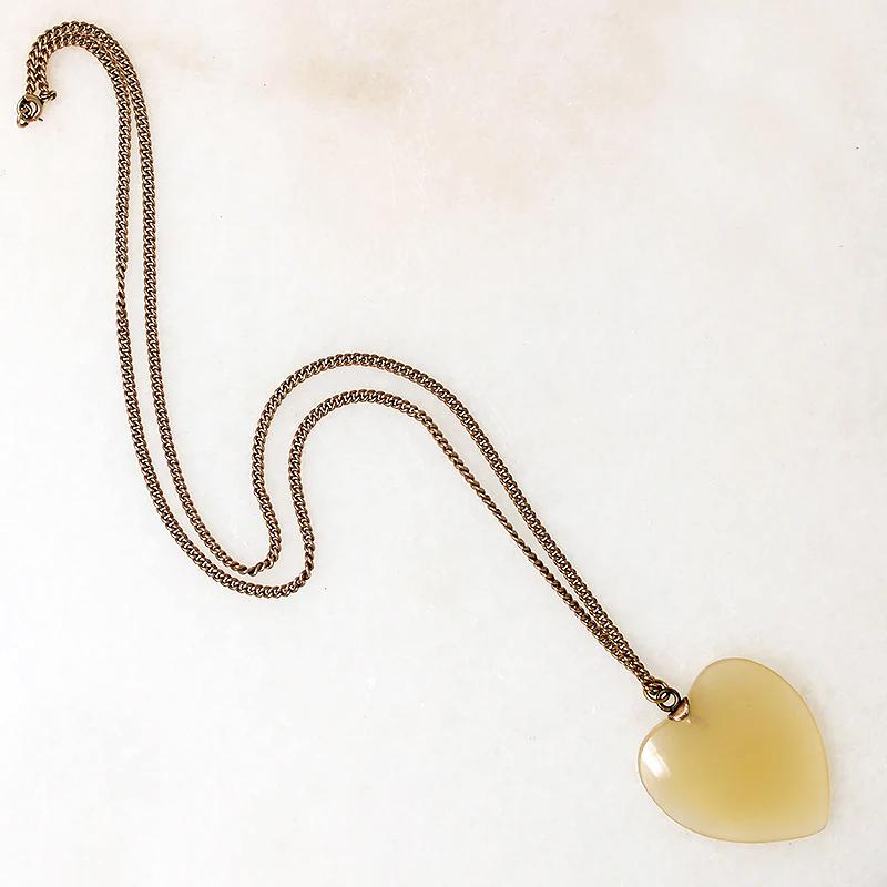 Glowing Agate Heart on Curb Chain Necklace