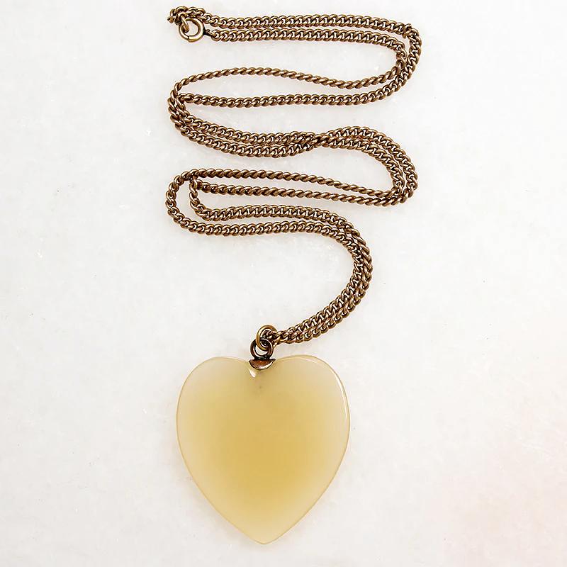 Glowing Agate Heart on Curb Chain Necklace