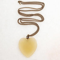 Glowing Agate Heart on Curb Chain Necklace