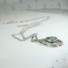 Frosty Aquamarine & Platinum Filigree Teardrop Pendant