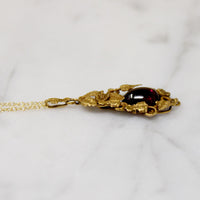 Golden Garden & Garnet Cabochon Pendant