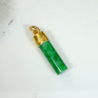 Jade Pillar Charm with Capped in Engraved 22k Gold