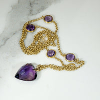 Faceted Amethyst Heart on Amethyst-Studded 18k Chain