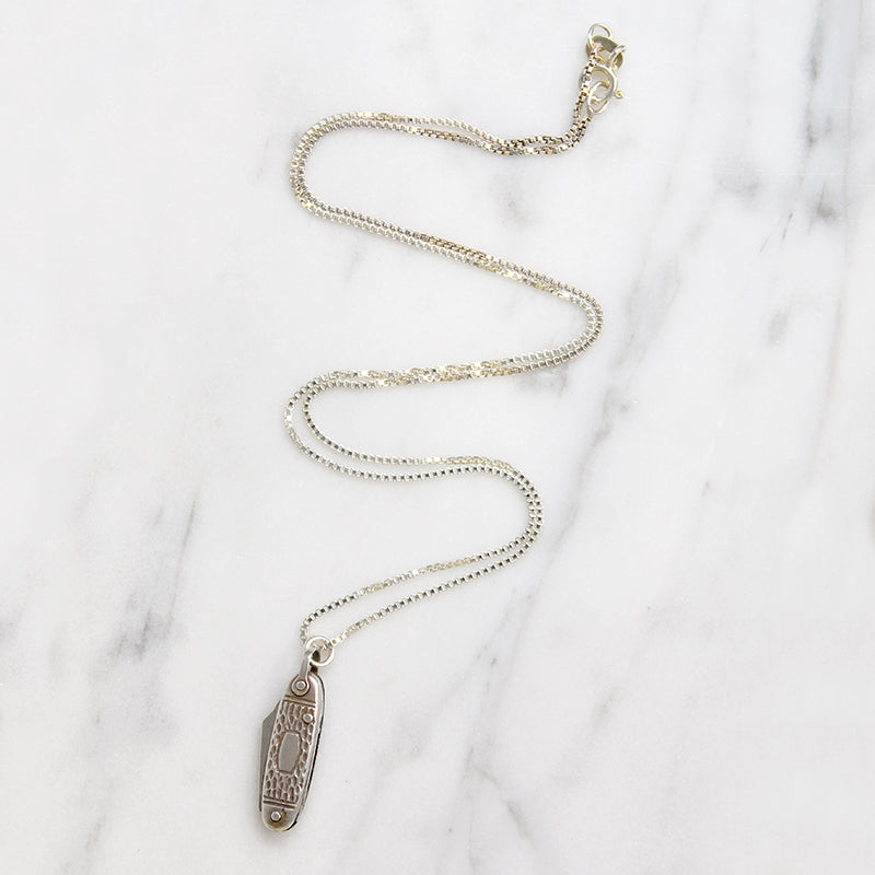 Tiny Pocket Knife Charm Necklace with Folding Blade