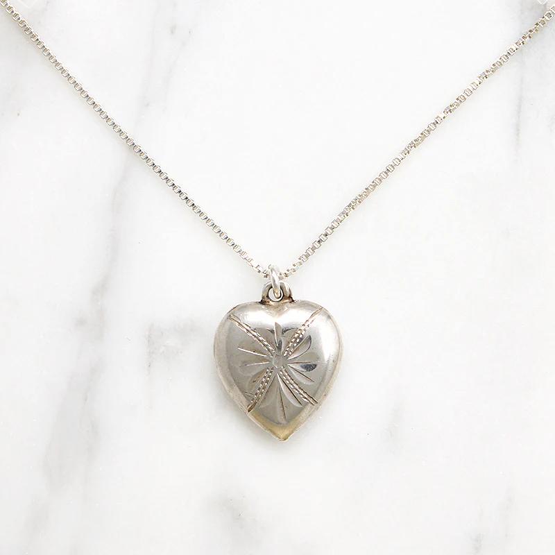 Sweet Sterling Silver Engraved Heart Pendant