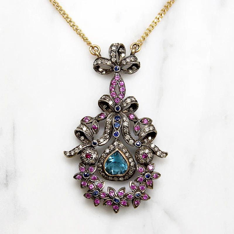 Outrageous Color & Sparkle Gem Encrusted French Pendant