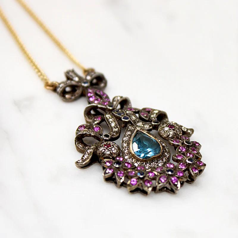 Outrageous Color & Sparkle Gem Encrusted French Pendant