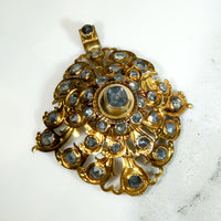 Astonishing Rose Cut White Sapphire & Gold Georgian Pendant