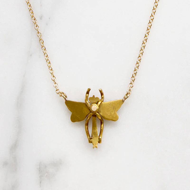Delicate Enamel Damselfly with Pearls Conversion Pendant