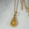 Etruscan Revival Gold Filigree & Pearl Pendant