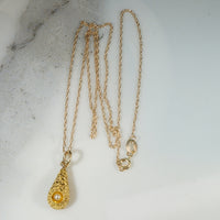 Etruscan Revival Gold Filigree & Pearl Pendant