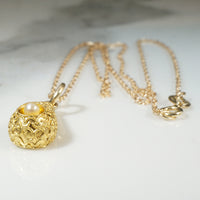 Etruscan Revival Gold Filigree & Pearl Pendant