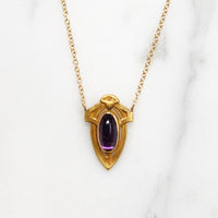 Decadent Amethyst Cabochon in Arts & Crafts Conversion Necklace