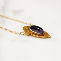 Decadent Amethyst Cabochon in Arts & Crafts Conversion Necklace