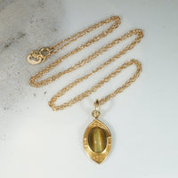 Buttery Tigers Eye in Engraved Gold Arts & Crafts Pendant
