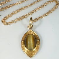 Buttery Tigers Eye in Engraved Gold Arts & Crafts Pendant