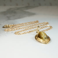 Buttery Tigers Eye in Engraved Gold Arts & Crafts Pendant