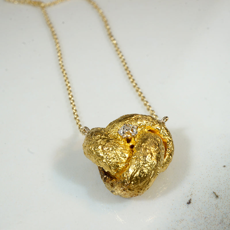 Victorian Love Knot Necklace with Sparkly Little Diamond