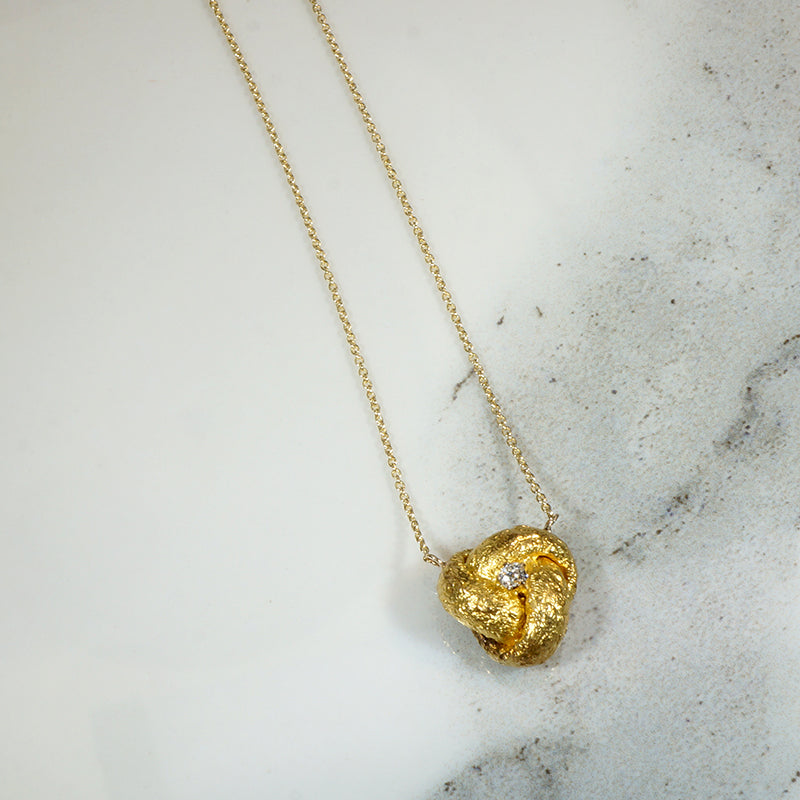 Victorian Love Knot Necklace with Sparkly Little Diamond