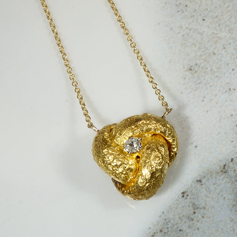 Victorian Love Knot Necklace with Sparkly Little Diamond
