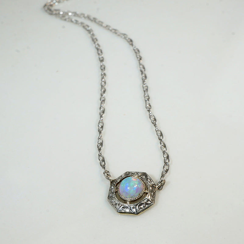 Petite Opal in Engraved Hexagon Conversion Pendant