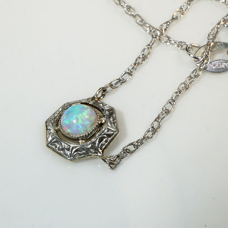 Petite Opal in Engraved Hexagon Conversion Pendant