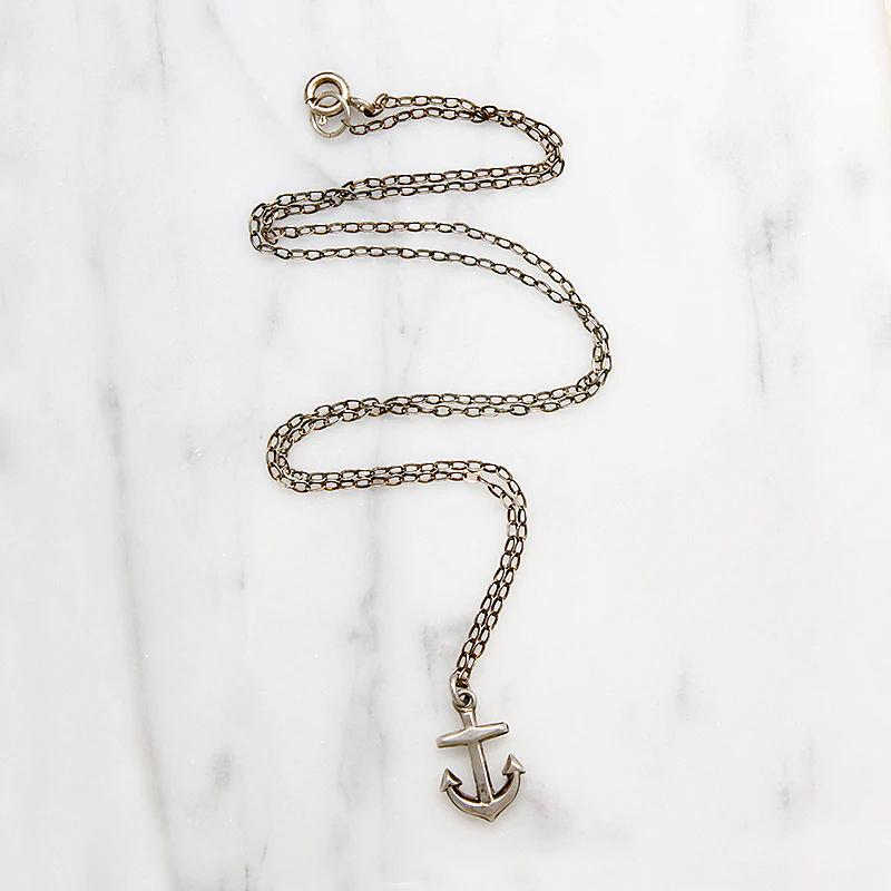 Sweet Little Sterling Silver Anchor Charm Necklace