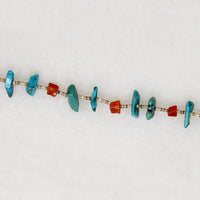 Long Turquoise, Coral & Heishi Bead Necklace