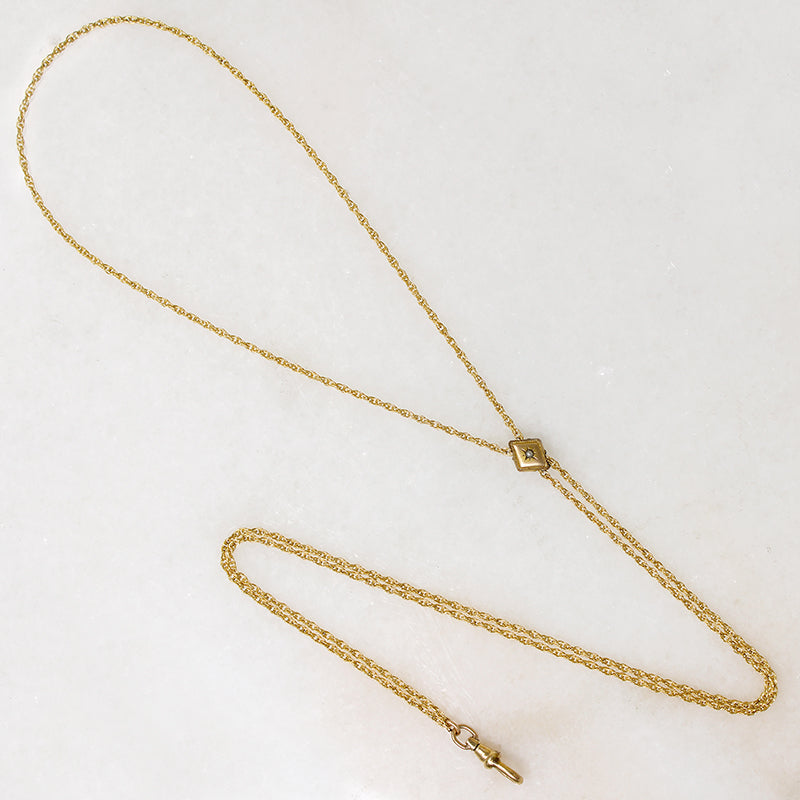 Elegant Victorian Gold Filled Chain with Pearl Slide