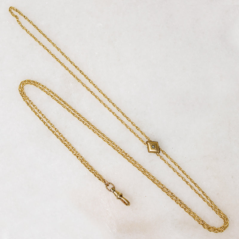 Elegant Victorian Gold Filled Chain with Pearl Slide
