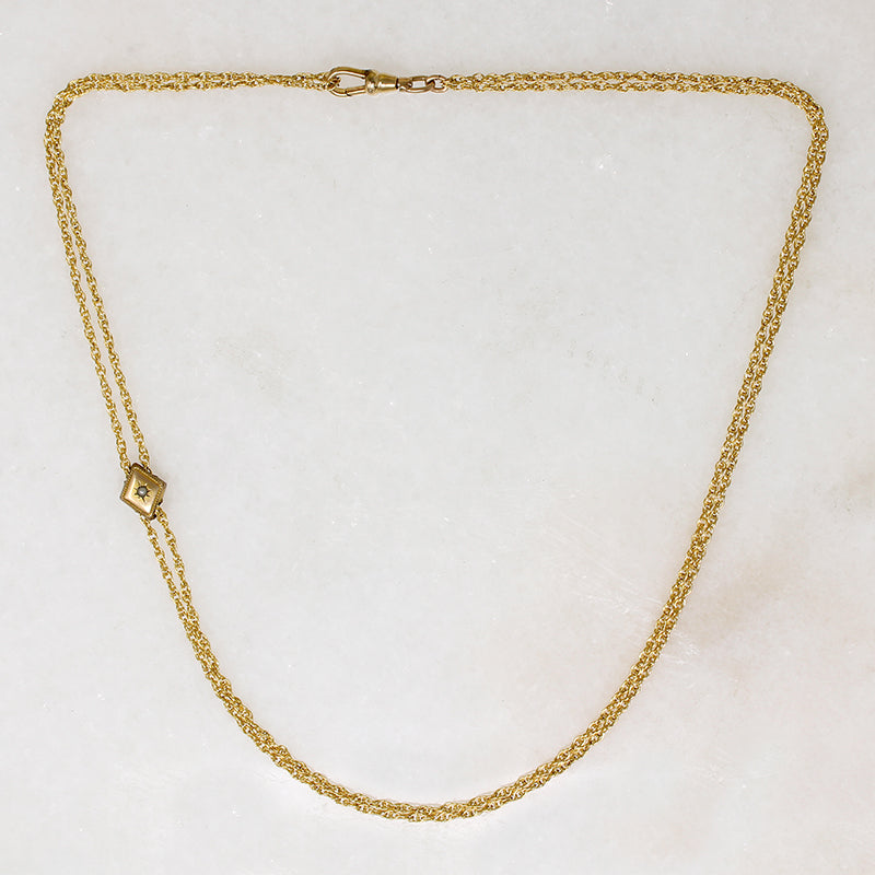 Elegant Victorian Gold Filled Chain with Pearl Slide