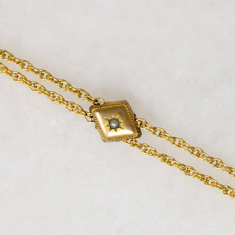 Elegant Victorian Gold Filled Chain with Pearl Slide