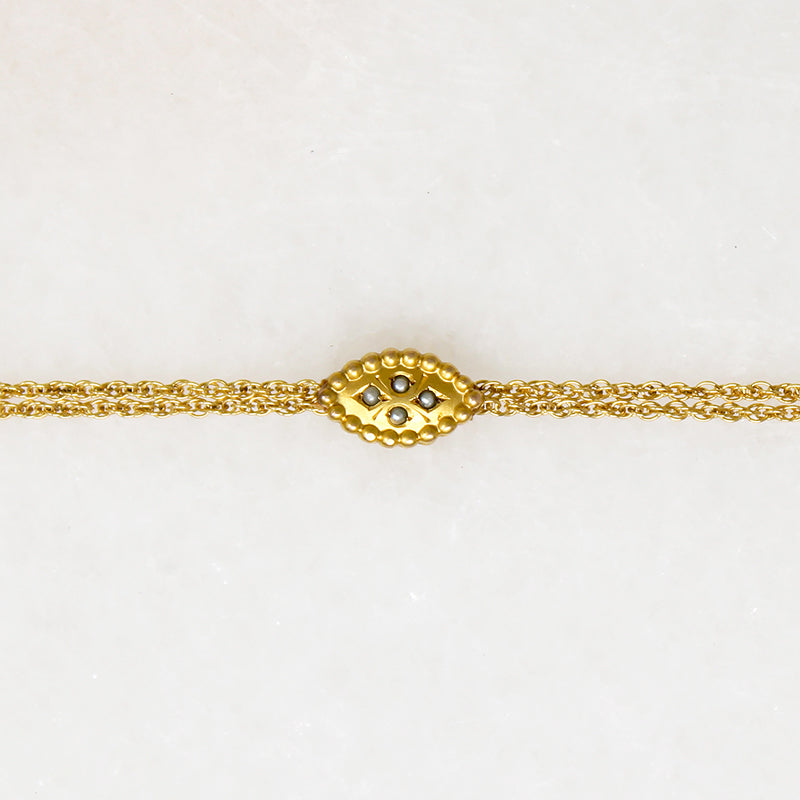 Victorian Gold Filled Rope Chain with Pearl-Set Slide