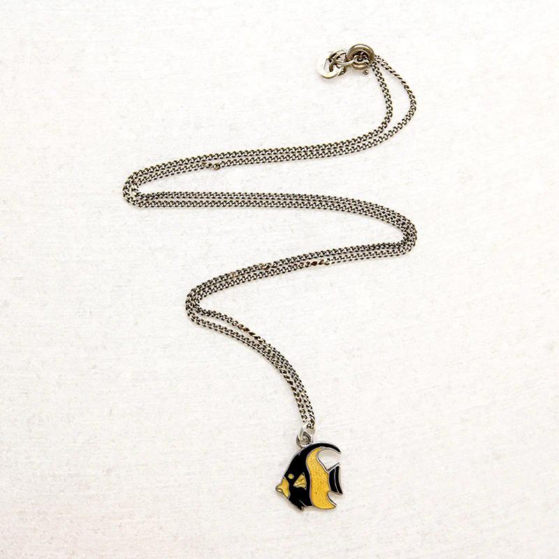Flirty Cloisonné Enamel Angelfish Charm Necklace