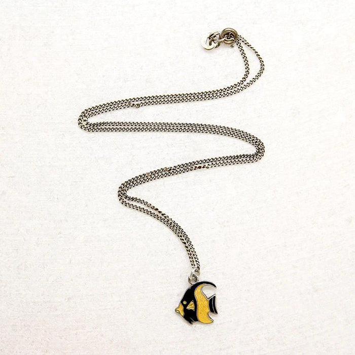 Flirty Cloisonné Enamel Angelfish Charm Necklace