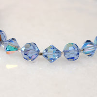 Icy Blue Aurora Borealis Glass Bead Necklace 