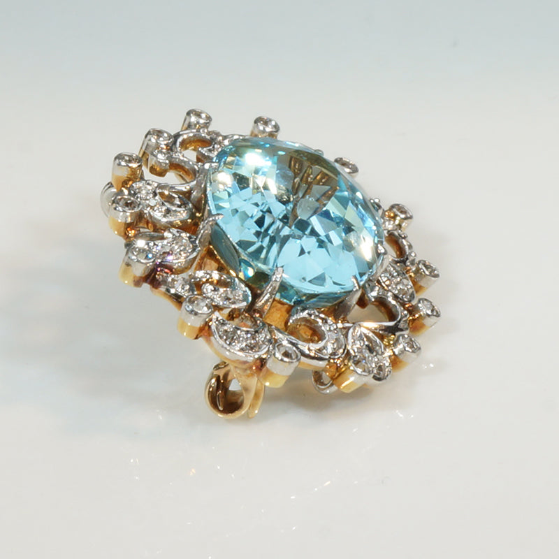Captivating Belle Epoch Aquamarine & Diamond Chatelaine Brooch