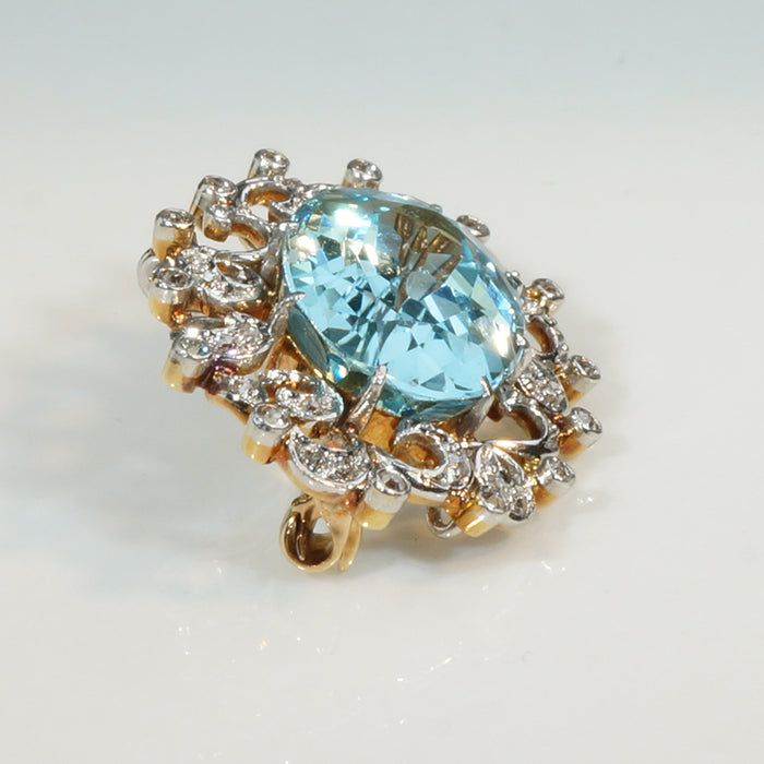Captivating Belle Epoch Aquamarine & Diamond Chatelaine Brooch