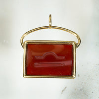 Chic Mid Century Carnelian & Gold Libra Pendant