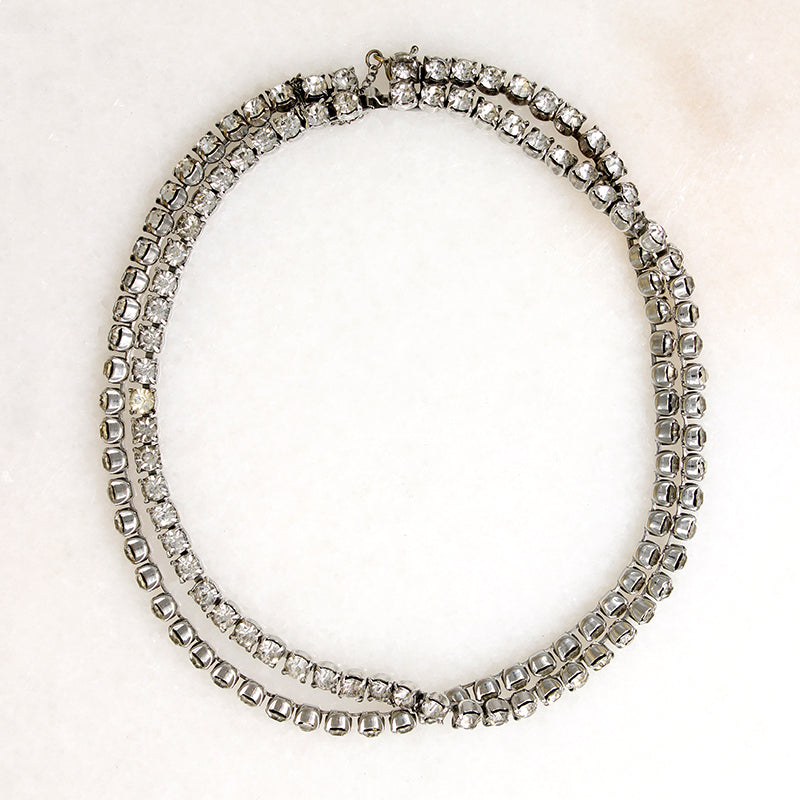 Double Strand Rhinestone Line Choker Necklace