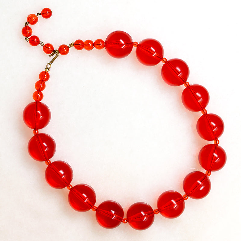 Pop Art Red Plastic Sphere Bead Necklace