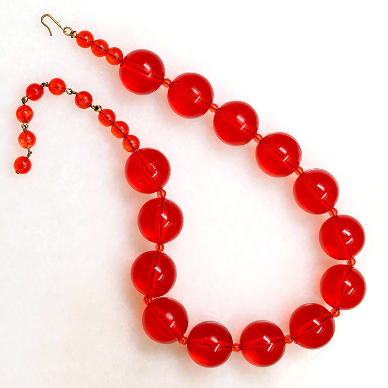 Pop Art Red Plastic Sphere Bead Necklace
