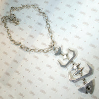 Punk Rock Taxco Sterling Fish Skeleton Necklace