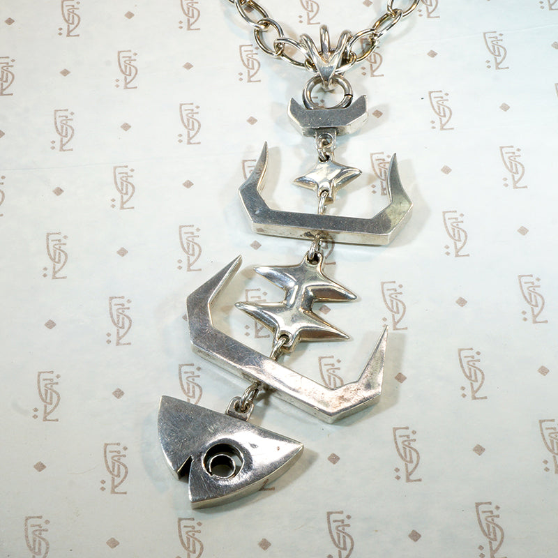 Punk Rock Taxco Sterling Fish Skeleton Necklace