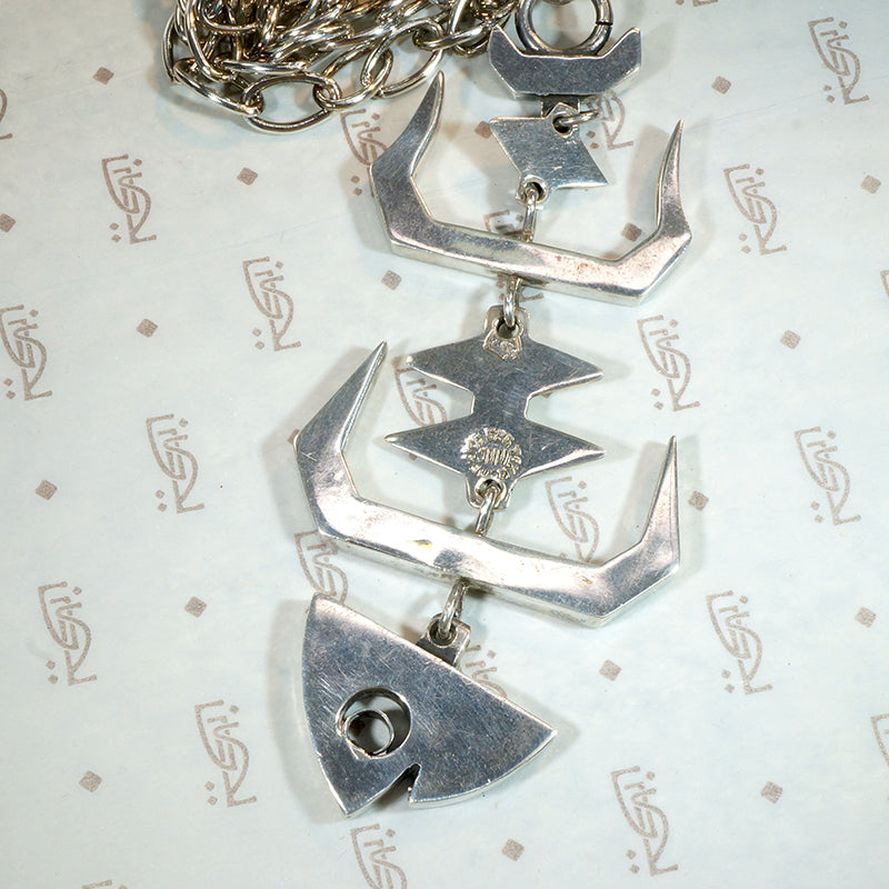 Punk Rock Taxco Sterling Fish Skeleton Necklace