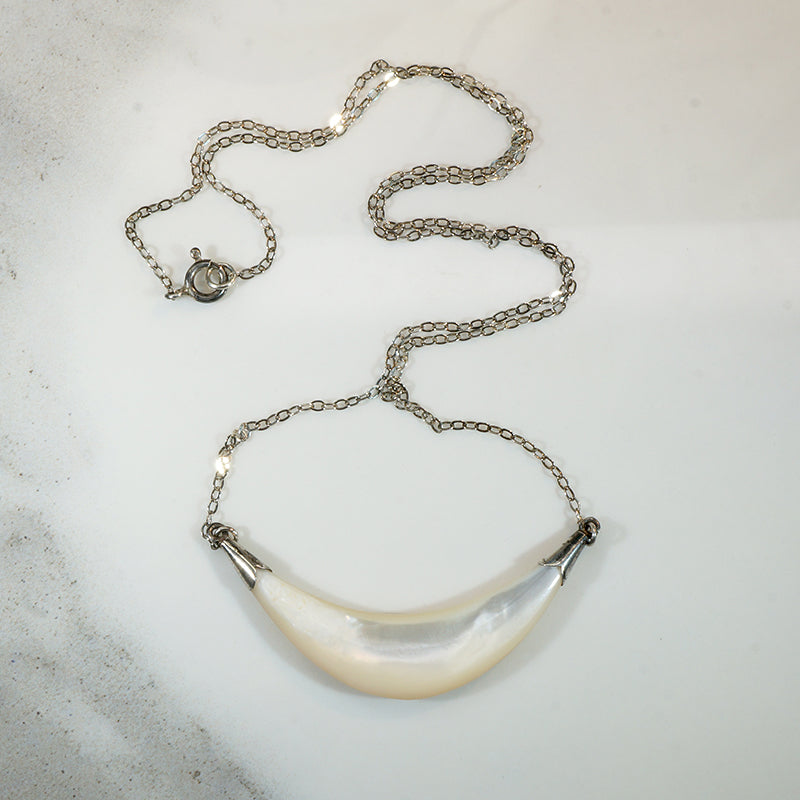Mother of Pearl Crescent & Sterling Necklace