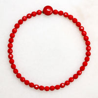 Opaque Faceted Red Glass Bead Choker 