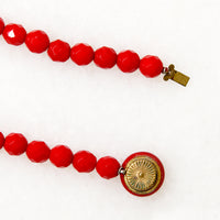 Opaque Faceted Red Glass Bead Choker 